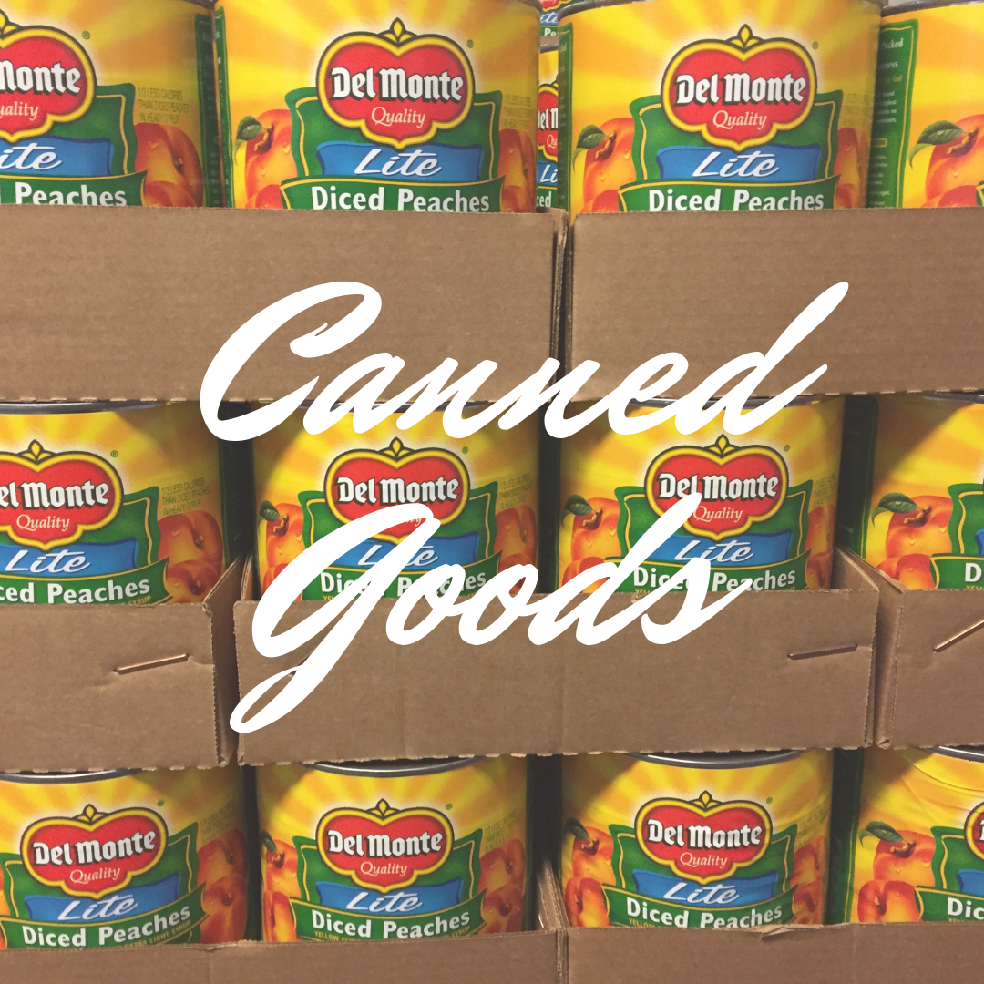 A list of the canned and dry goods that we carry.